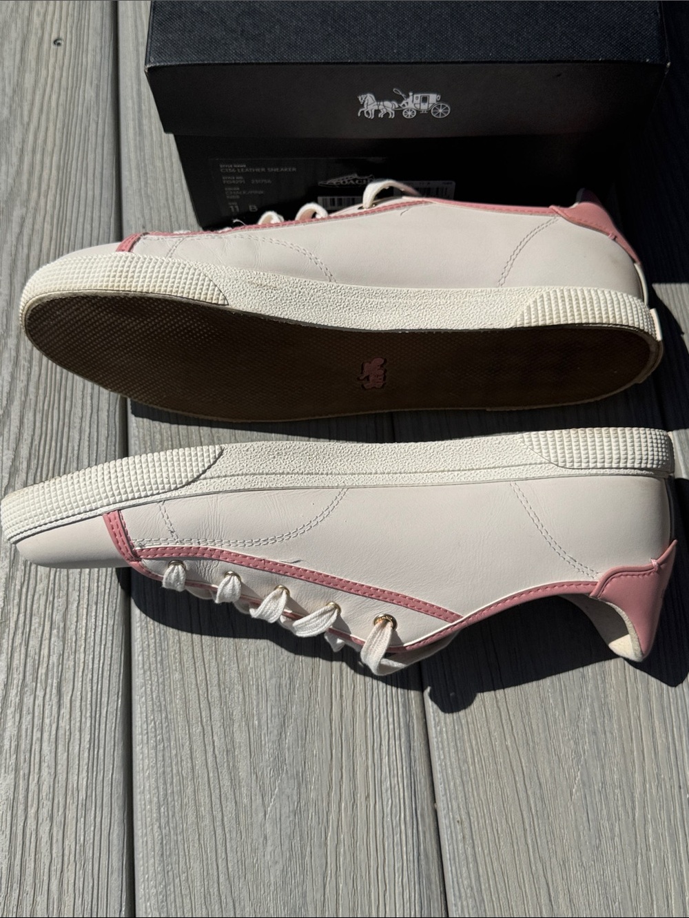 COACH C136 Leather Low-Top Sneakers Chalk Pink Size 11B with Logo EUC MSRP $228 - Picture 6 of 14